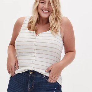NWT Torrid White and Tan Striped Button Up Cami